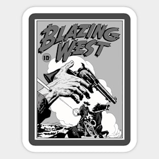 Blazing West B&W Western Comic Sticker